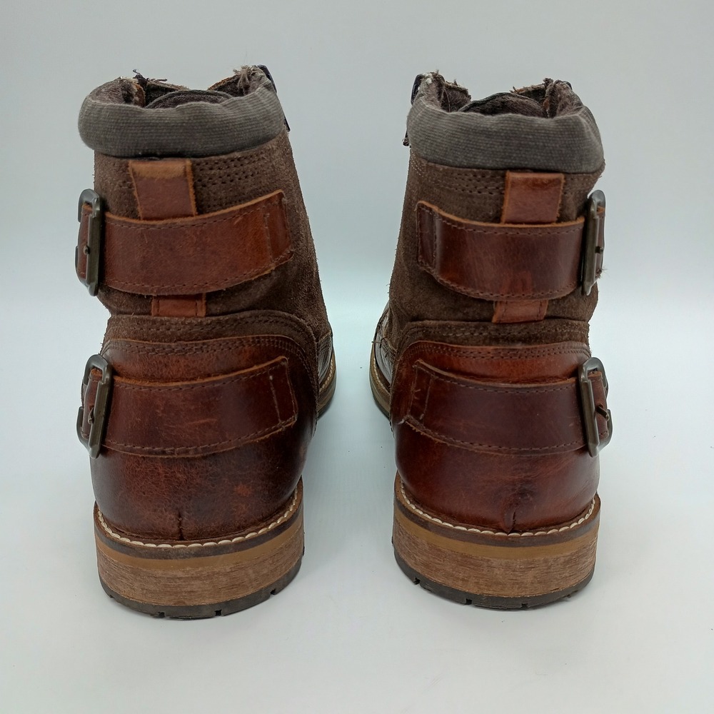 Franco Fortini Dalton Brown Leather Combat Boots Mens 10 Cap Toe‎ Side Zip - Picture 5 of 9